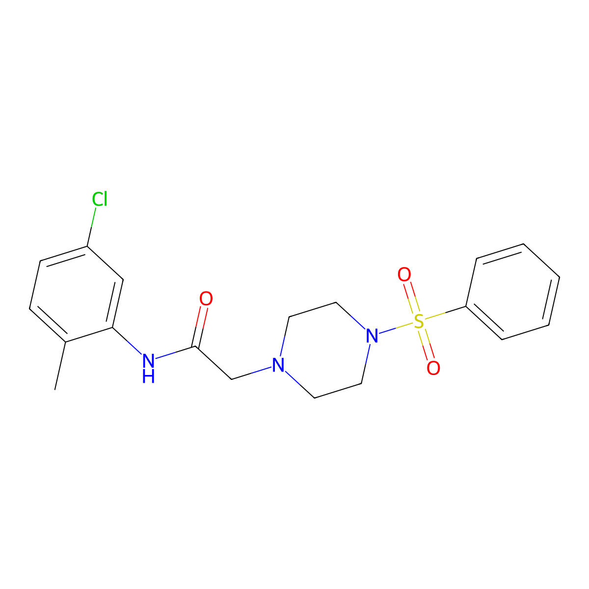 2-[4-(benzenesulfonyl)piperazin-1-yl]-N-(5-chloro-2-methylphenyl)acetamide molecular structure, CAS 832147-46-3