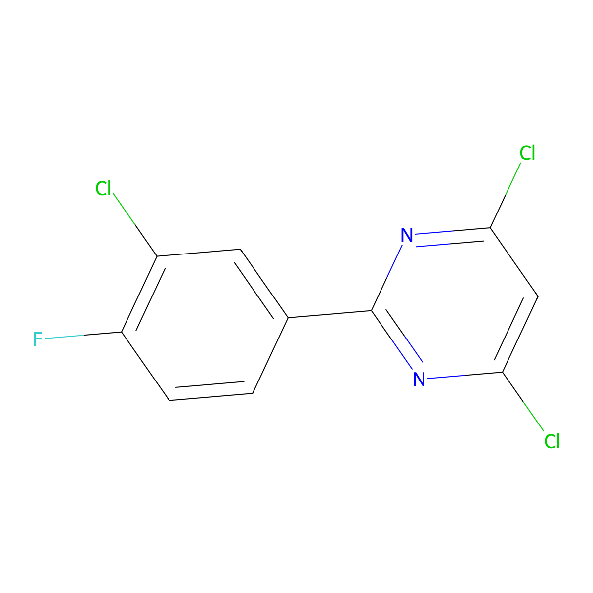 4,6-Dichloro-2-(3-chloro-4-fluorophenyl)pyrimidine molecular structure, CAS 83217-12-3