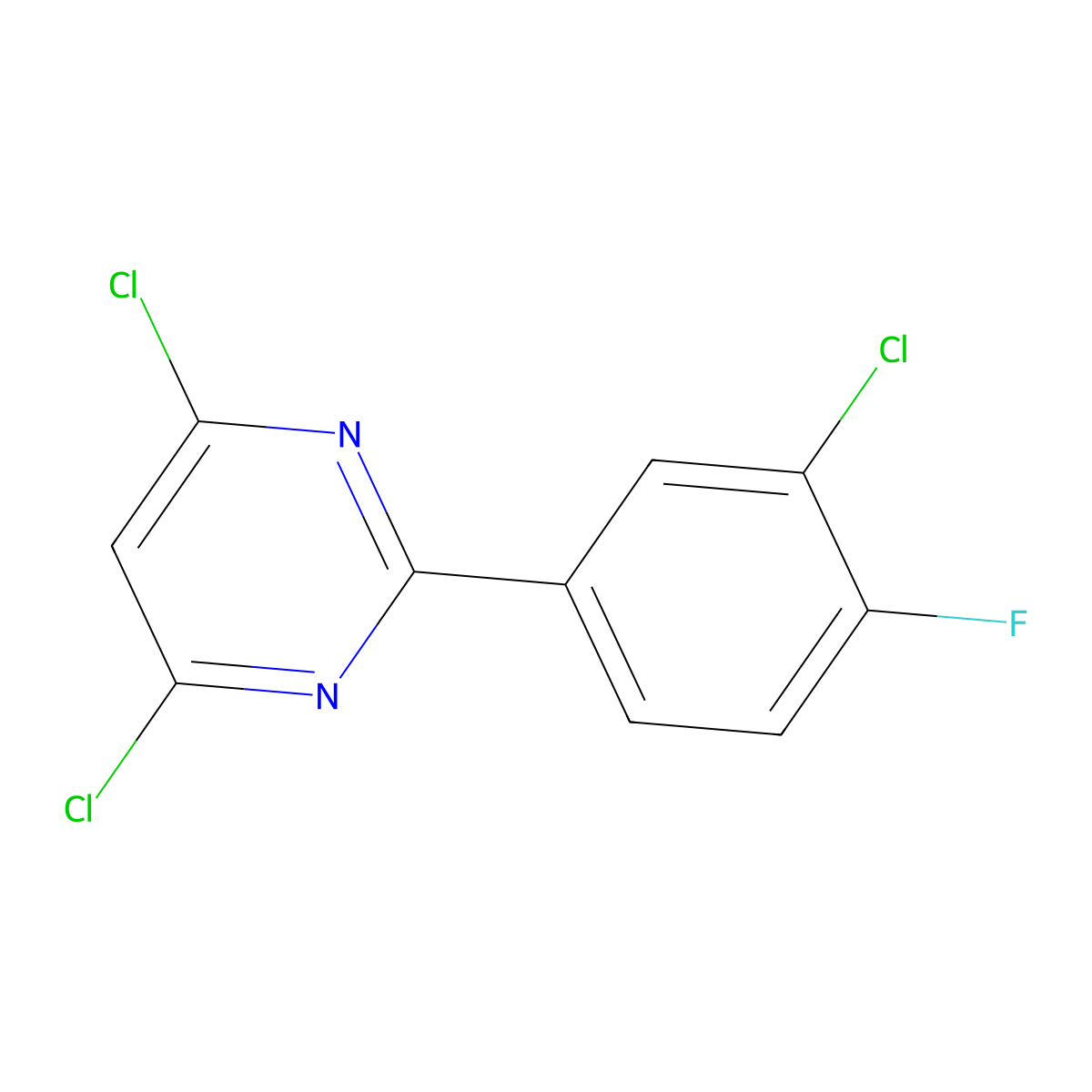 4,6-Dichloro-2-(3-chloro-4-fluorophenyl)pyrimidine molecular structure, CAS 83217-12-3
