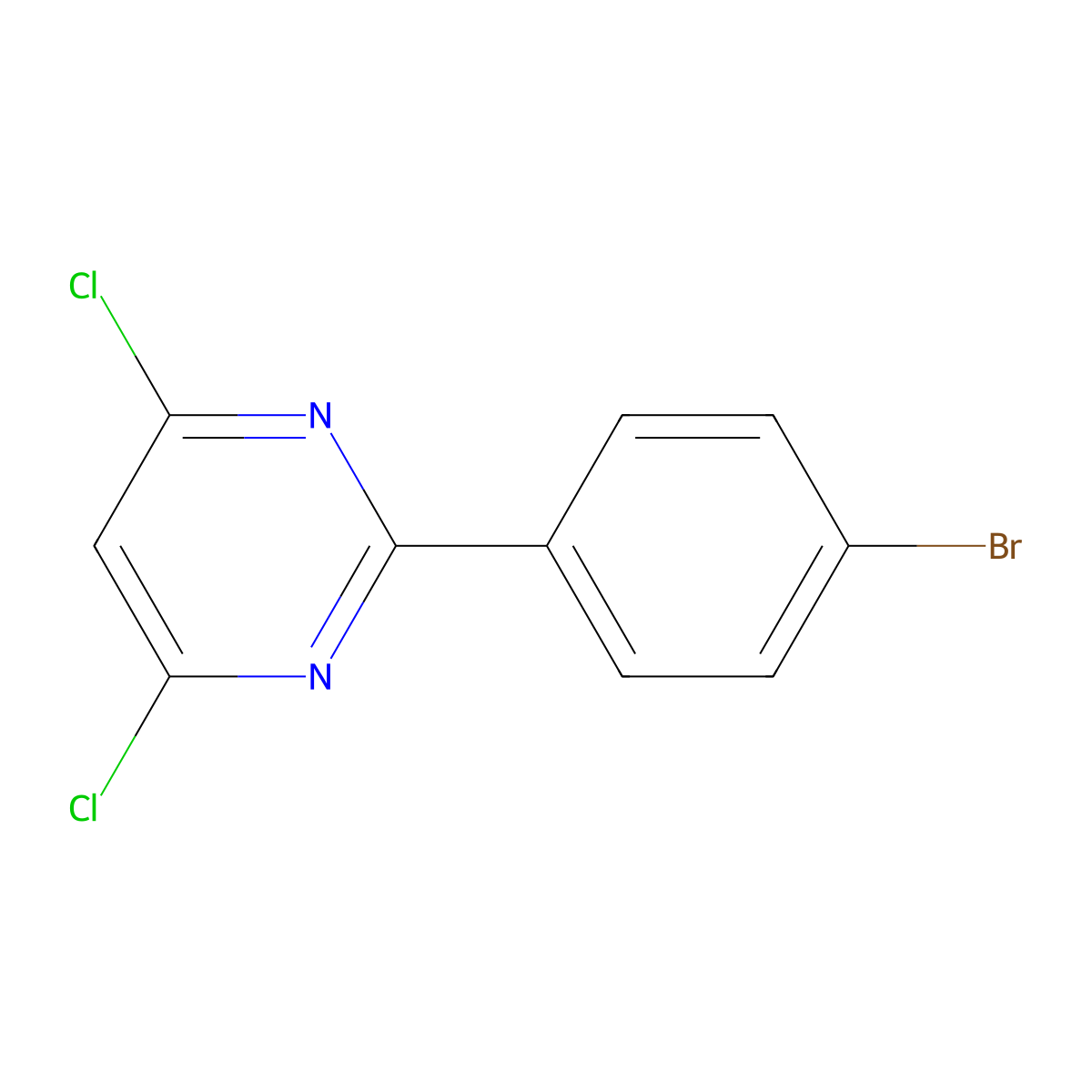 2-(4-Bromophenyl)-4,6-dichloropyrimidine molecular structure, CAS 83217-26-9