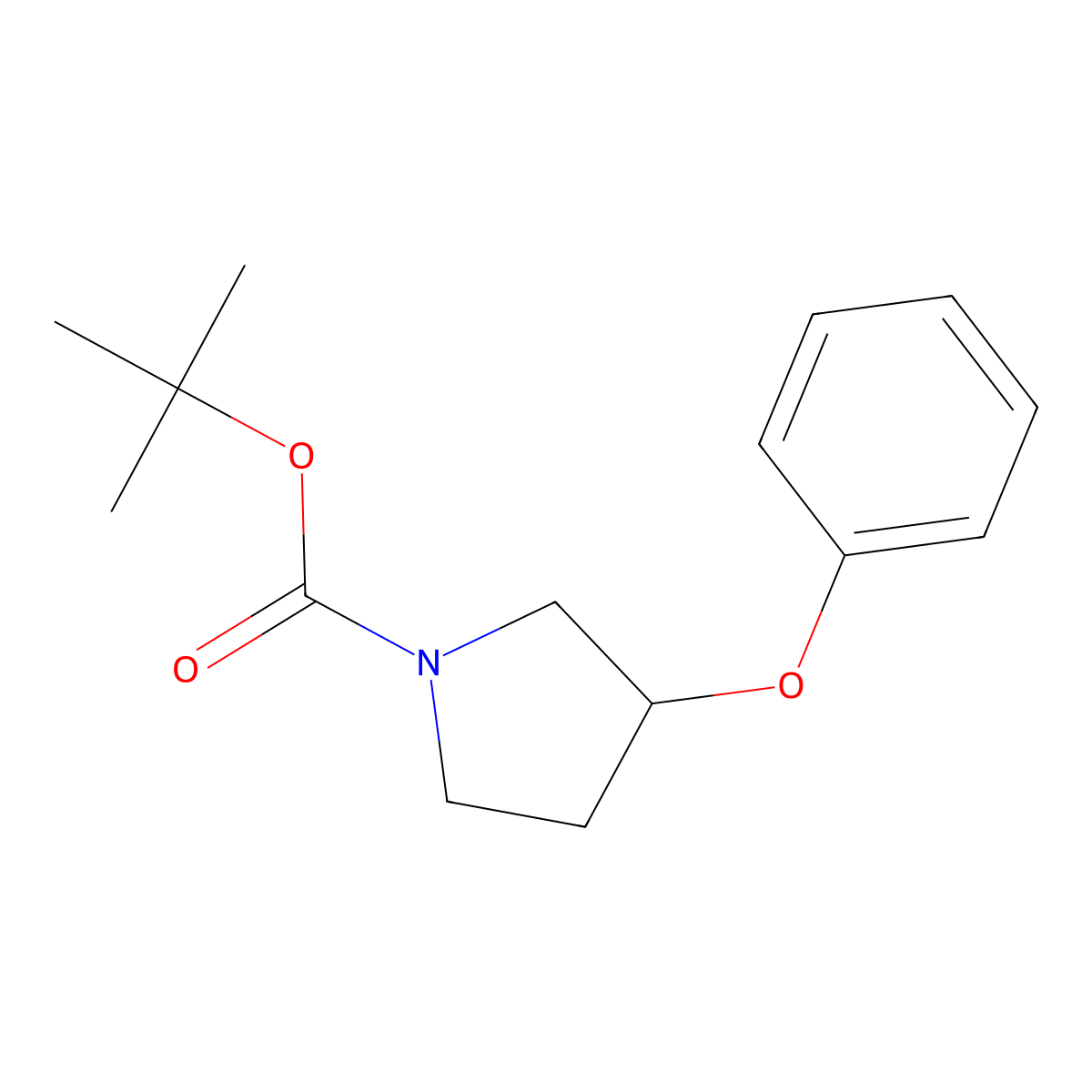 Tert-butyl 3-phenoxypyrrolidine-1-carboxylate molecular structure, CAS 83220-74-0