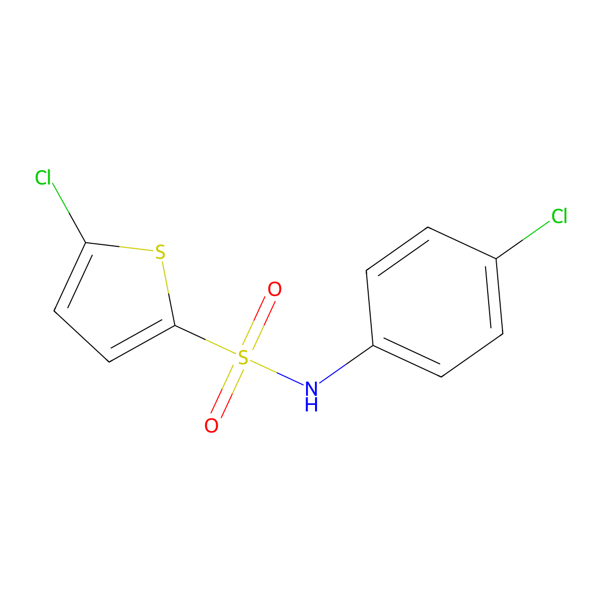 5-chloro-N-(4-chlorophenyl)thiophene-2-sulfonamide molecular structure, CAS 83222-21-3