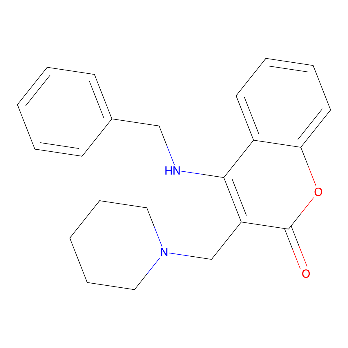 4-(Benzylamino)-3-(piperidinomethyl)coumarin molecular structure, CAS 83233-99-2