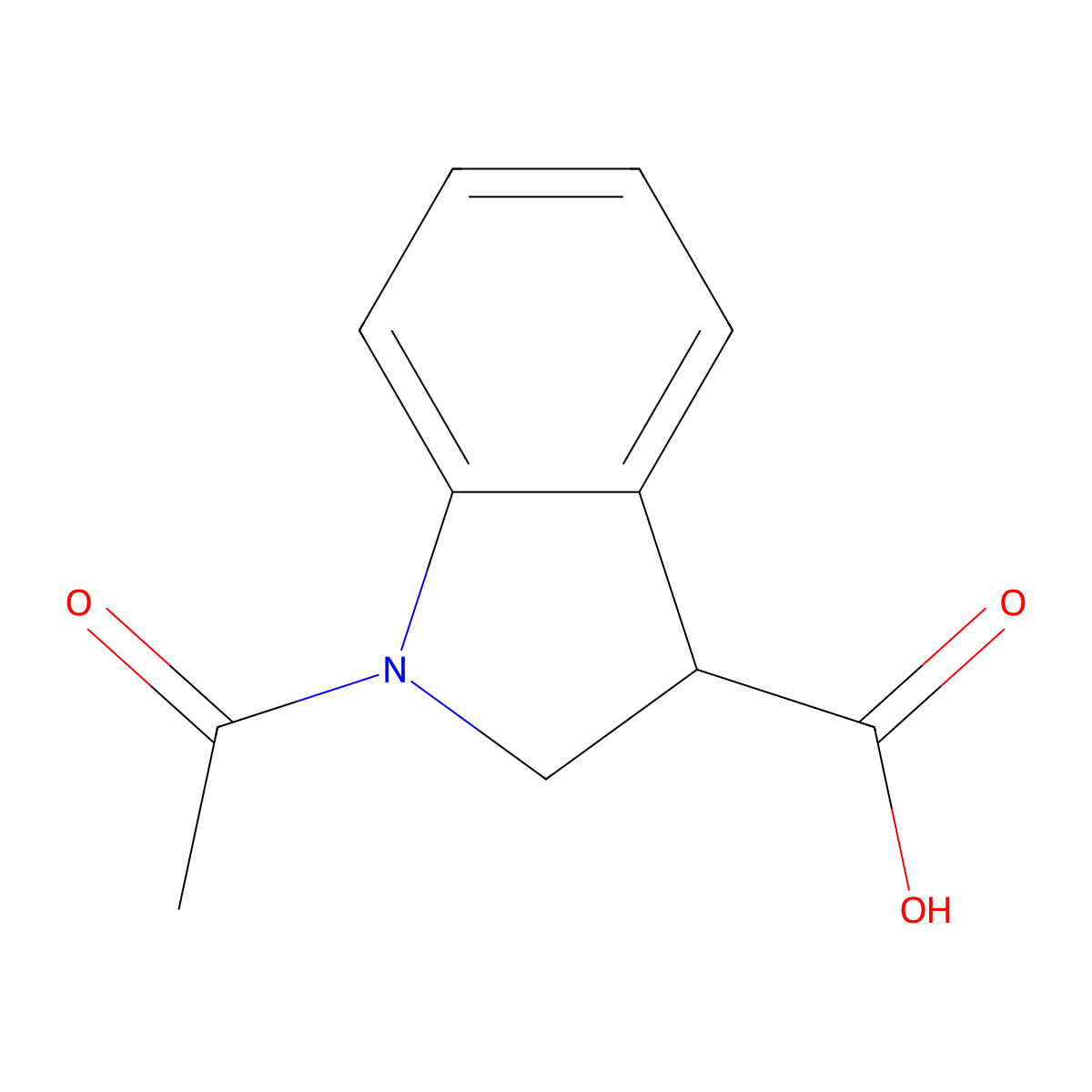 1-acetyl-2,3-dihydro-1H-indole-3-carboxylic acid molecular structure, CAS 83234-65-5