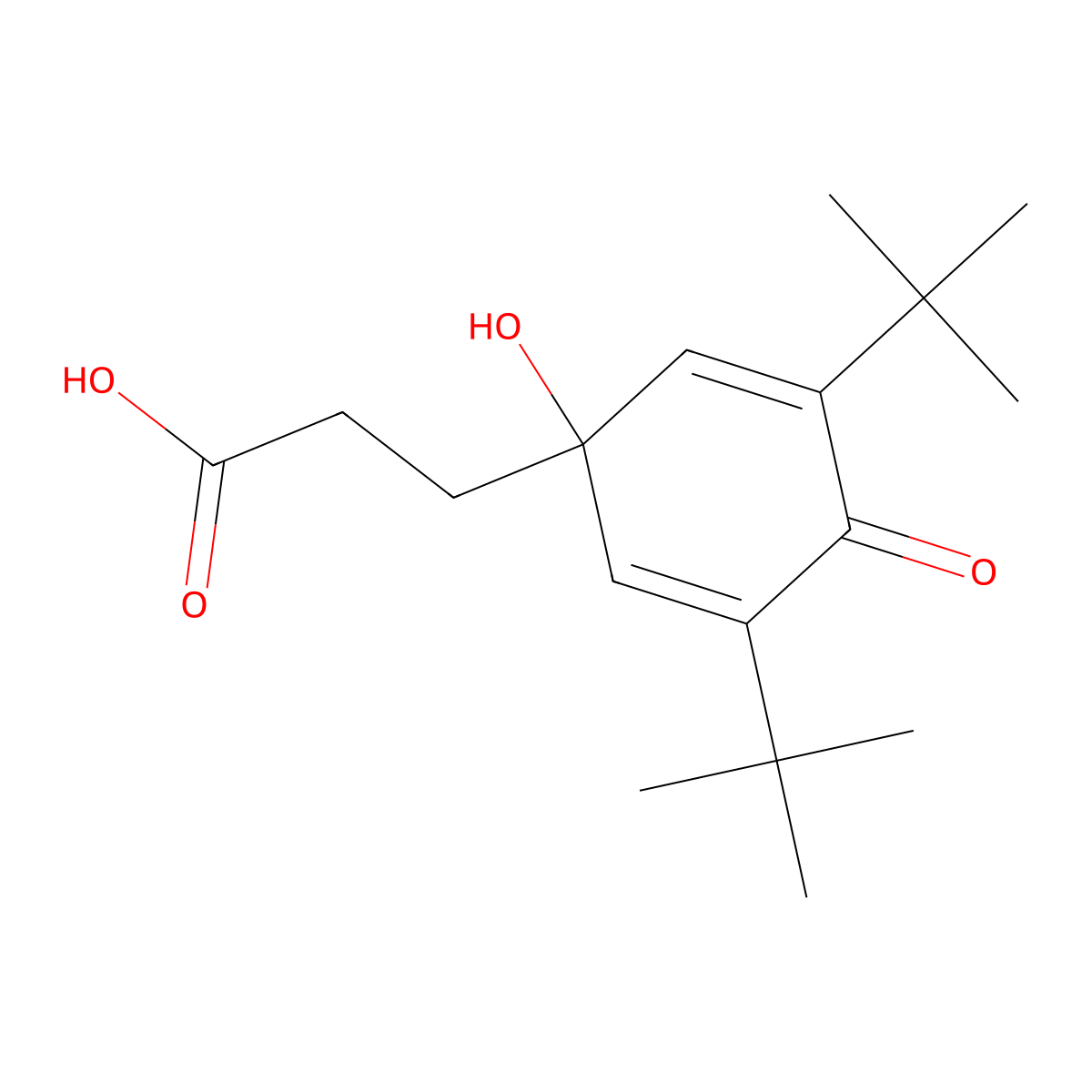 3-(3,5-Di-tert-butyl-1-hydroxy-4-oxocyclohexa-2,5-dien-1-yl)propanoic acid molecular structure, CAS 83237-15-4