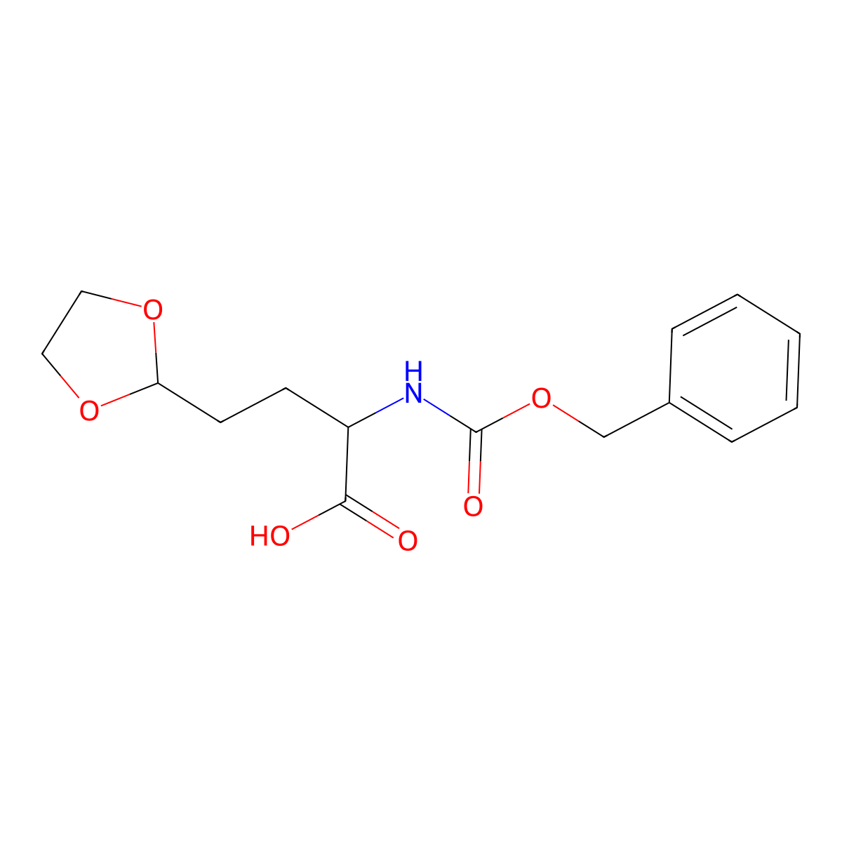 2-{[(Benzyloxy)carbonyl]amino}-4-(1,3-dioxolan-2-yl)butanoic acid molecular structure, CAS 83240-59-9