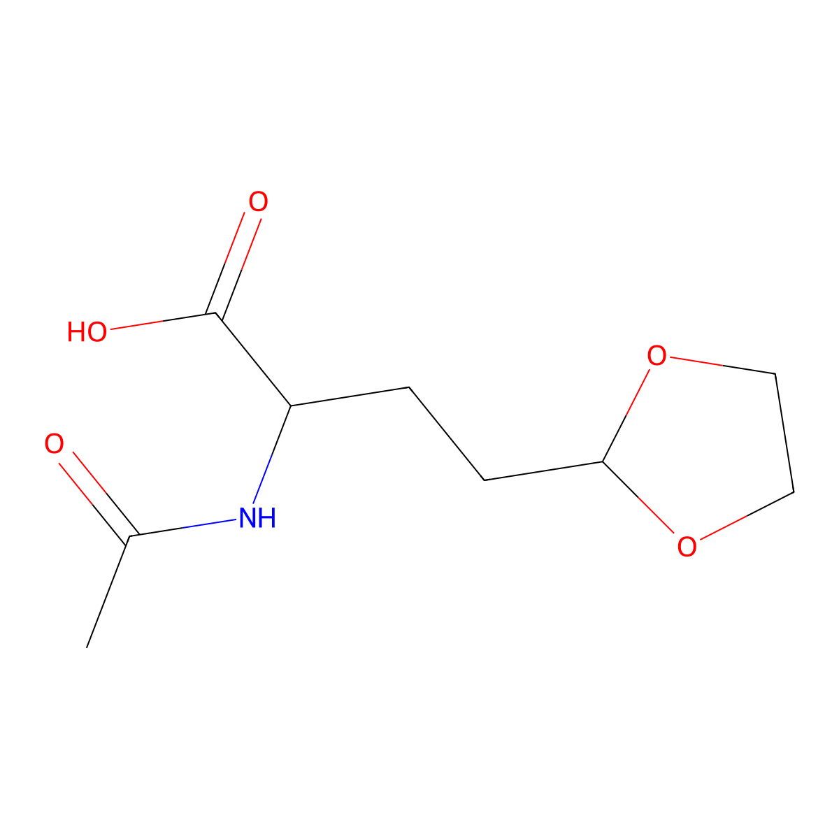4-(1,3-Dioxolan-2-yl)-2-acetamidobutanoic acid molecular structure, CAS 83240-61-3