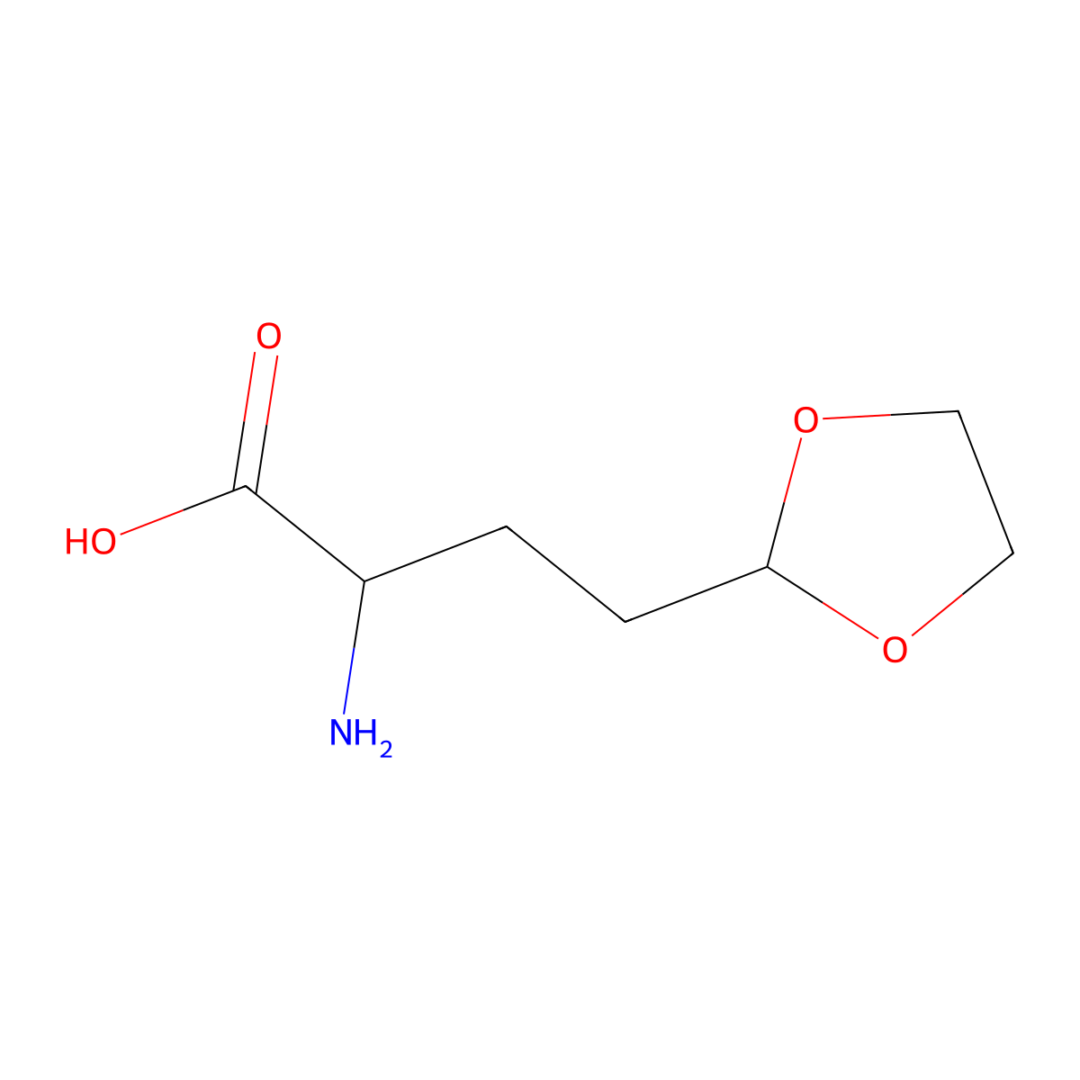 2-Amino-4-(1,3-dioxolan-2-yl)butanoic acid molecular structure, CAS 83240-68-0