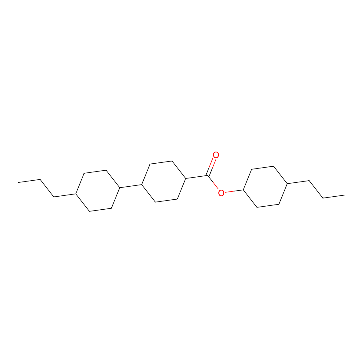 4-Propylcyclohexyl (trans(trans(trans)))-4'-propyl(1,1'-bicyclohexyl)-4-carboxylate molecular structure, CAS 83242-83-5