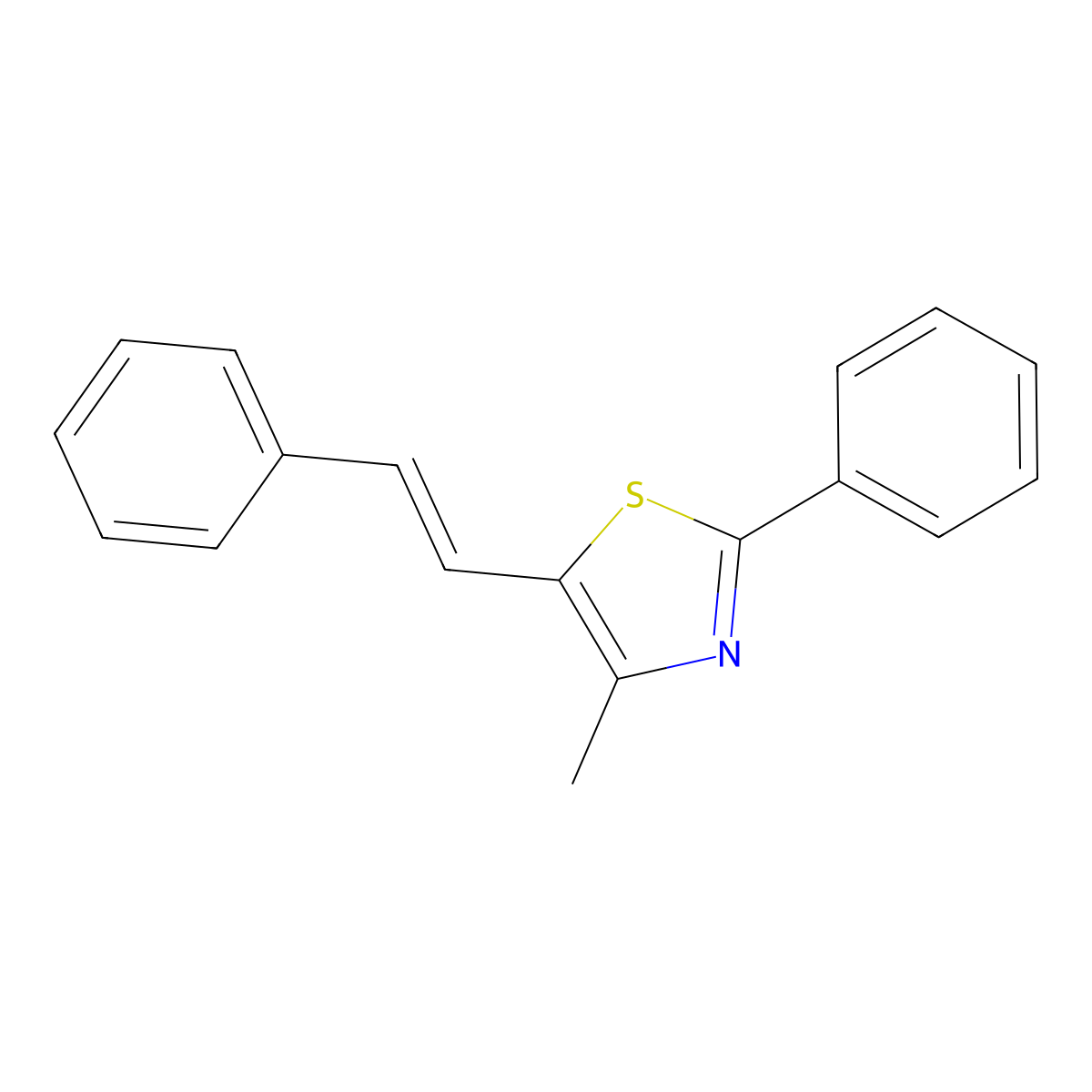 4-methyl-2-phenyl-5-[(E)-2-phenylethenyl]-1,3-thiazole molecular structure, CAS 83247-14-7