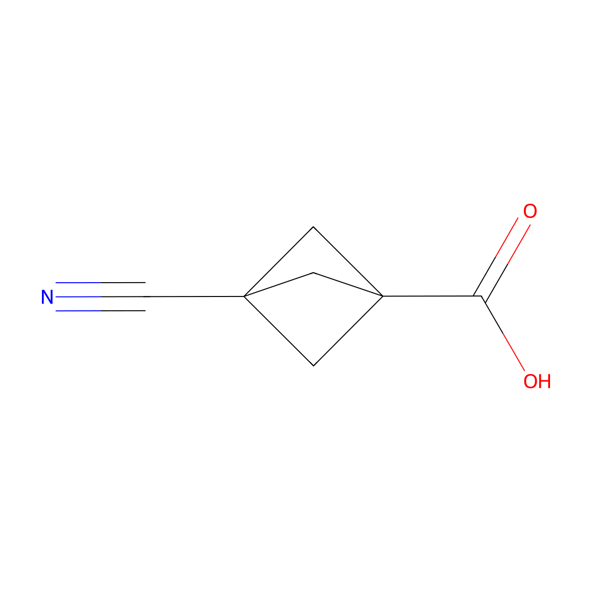 3-Cyanobicyclo(1.1.1)pentane-1-carboxylic acid molecular structure, CAS 83249-02-9
