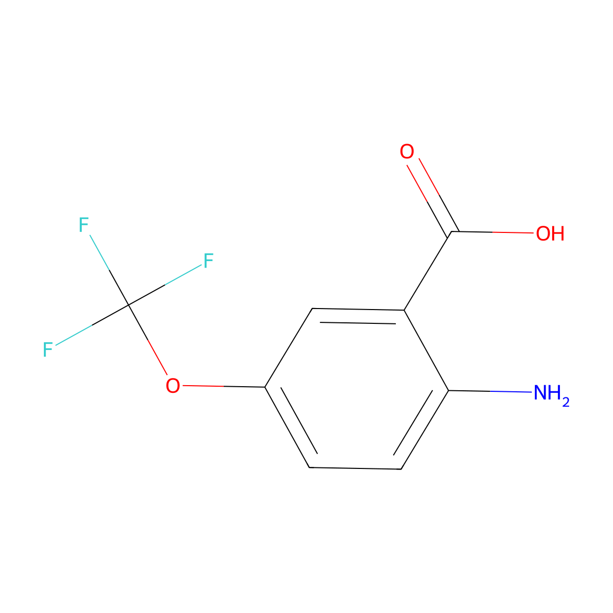 2-amino-5-(trifluoromethoxy)benzoic Acid molecular structure, CAS 83265-56-9