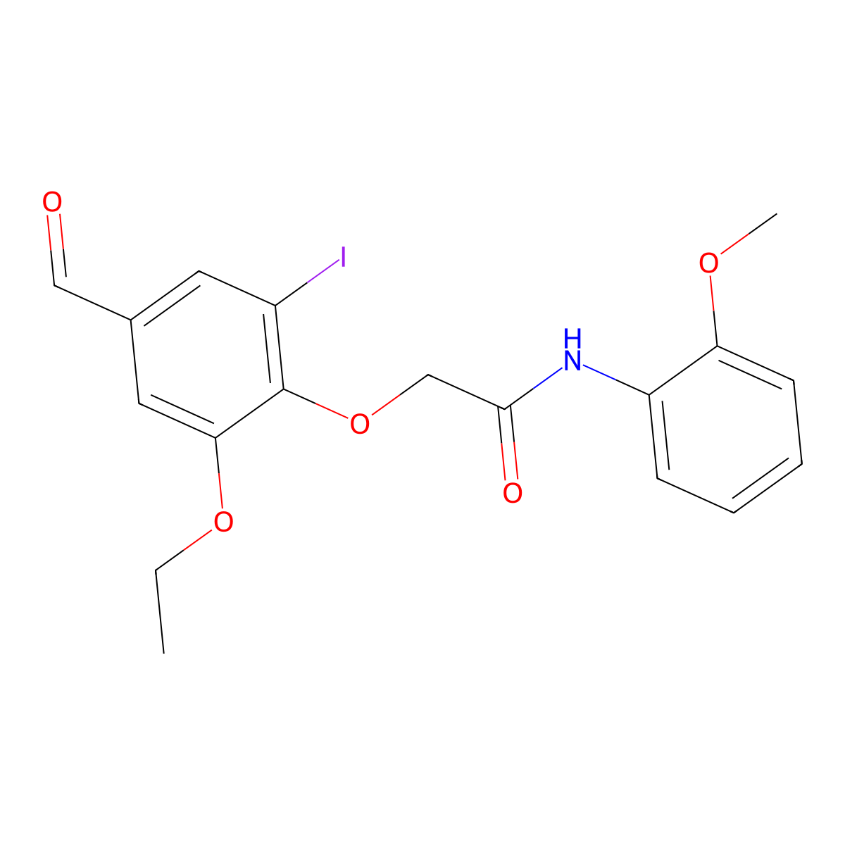 2-(2-ethoxy-4-formyl-6-iodophenoxy)-N-(2-methoxyphenyl)acetamide molecular structure, CAS 832673-61-7