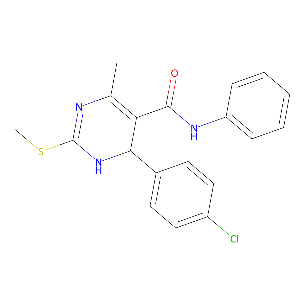 4-(4-Chlorophenyl)-1,4-dihydro-6-methyl-2-(methylthio)-N-phenyl-5-pyrimidinecarboxamide molecular structure, CAS 832673-62-8
