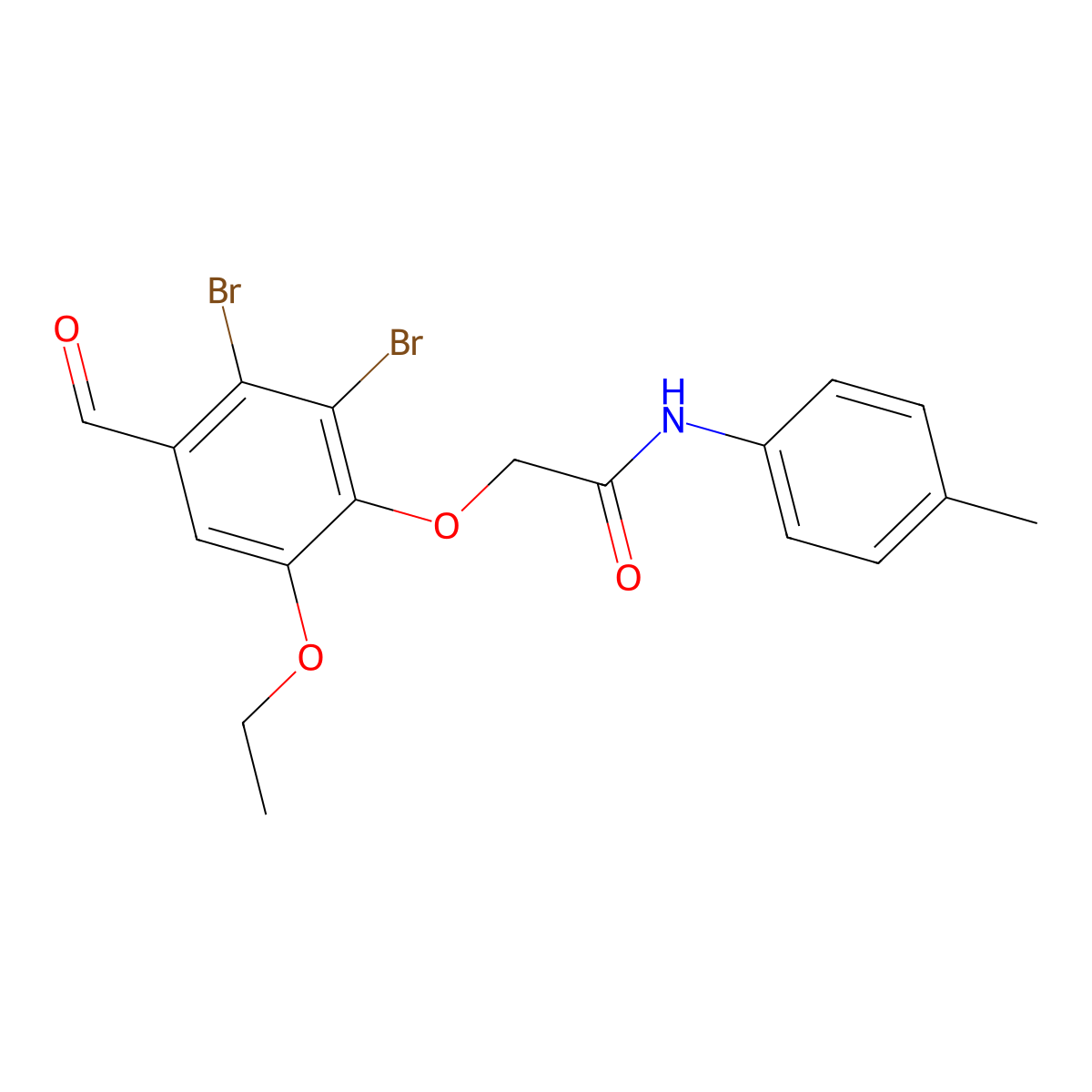 2-(2,3-dibromo-6-ethoxy-4-formylphenoxy)-N-(4-methylphenyl)acetamide molecular structure, CAS 832673-73-1