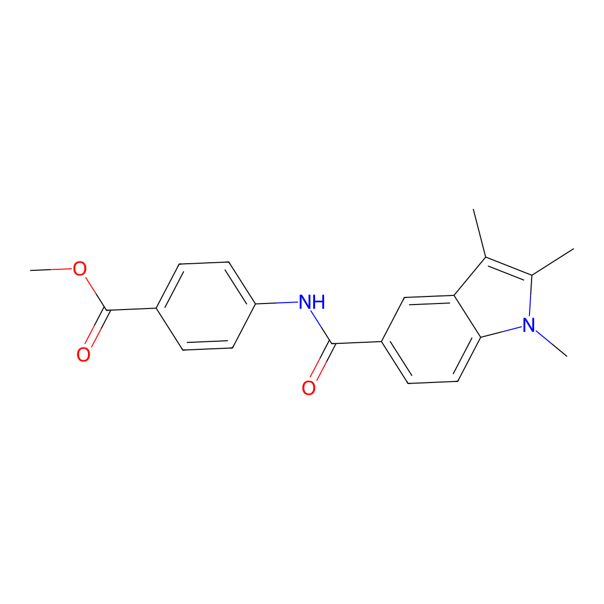 Methyl 4-[[(1,2,3-trimethyl-1H-indol-5-yl)carbonyl]amino]benzoate molecular structure, CAS 832673-74-2