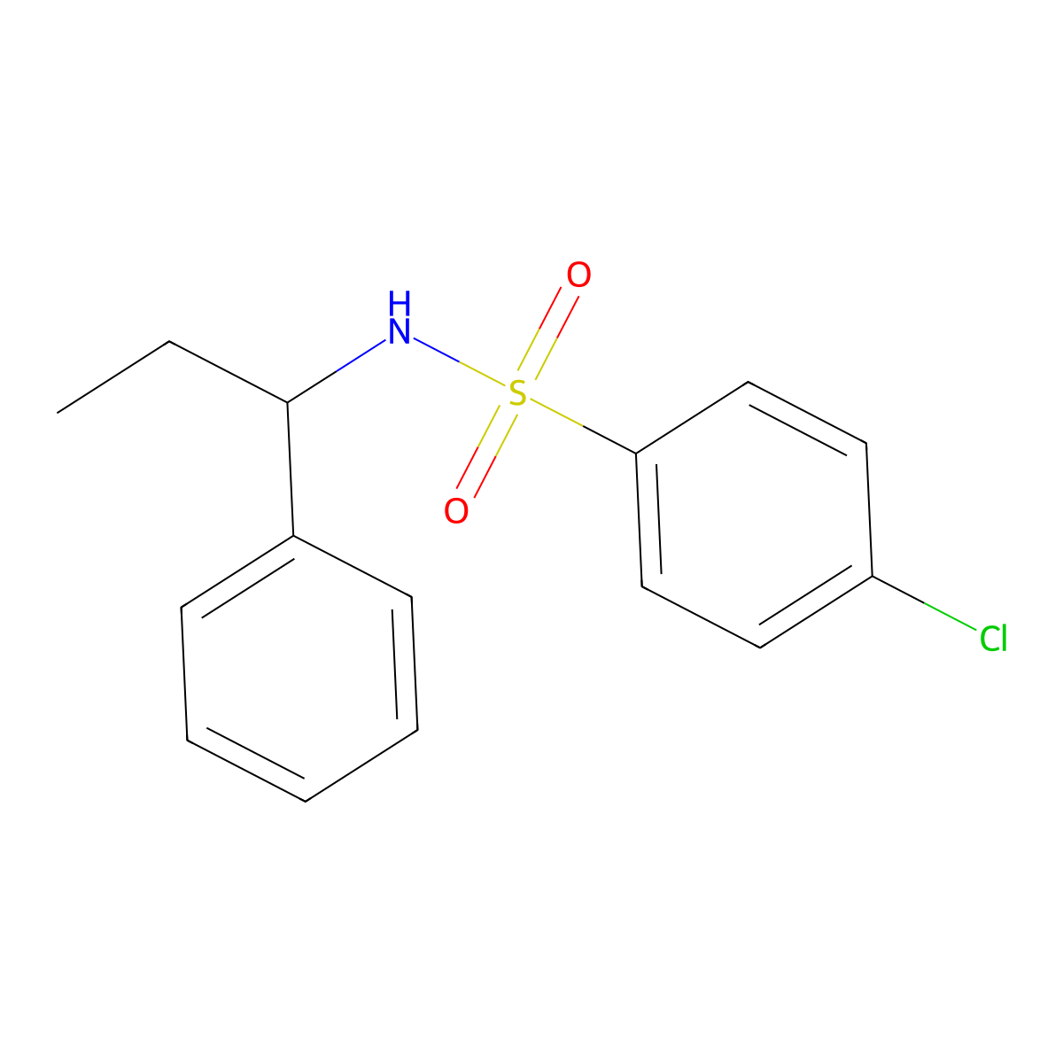 4-chloro-N-(1-phenylpropyl)benzenesulfonamide molecular structure, CAS 832674-01-8