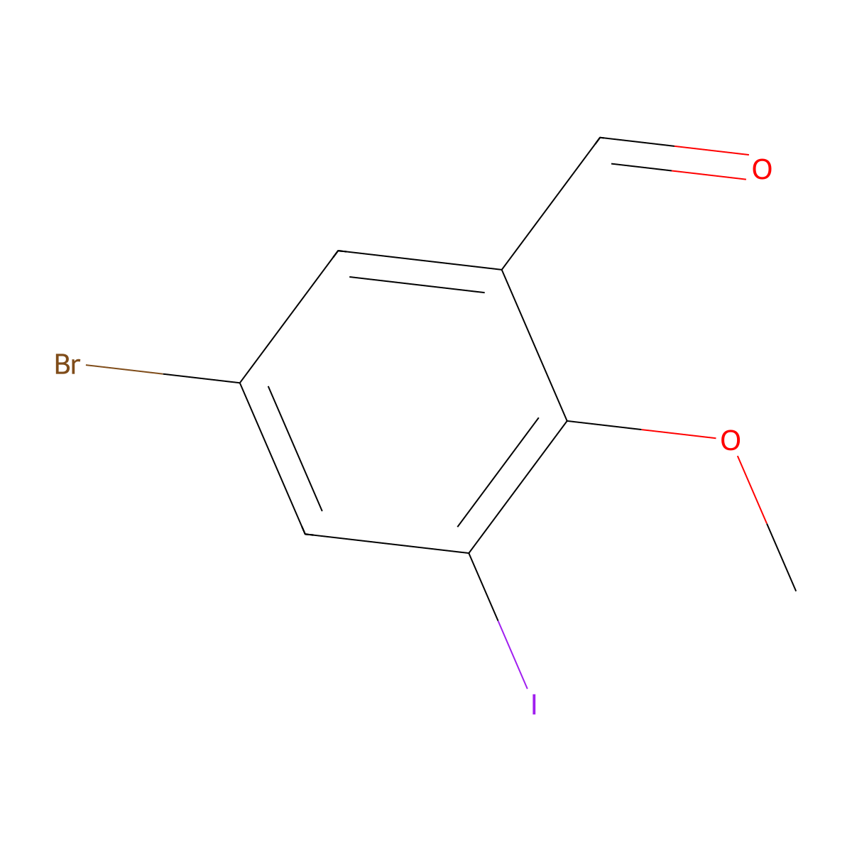 5-Bromo-3-iodo-2-methoxybenzaldehyde molecular structure, CAS 832674-07-4