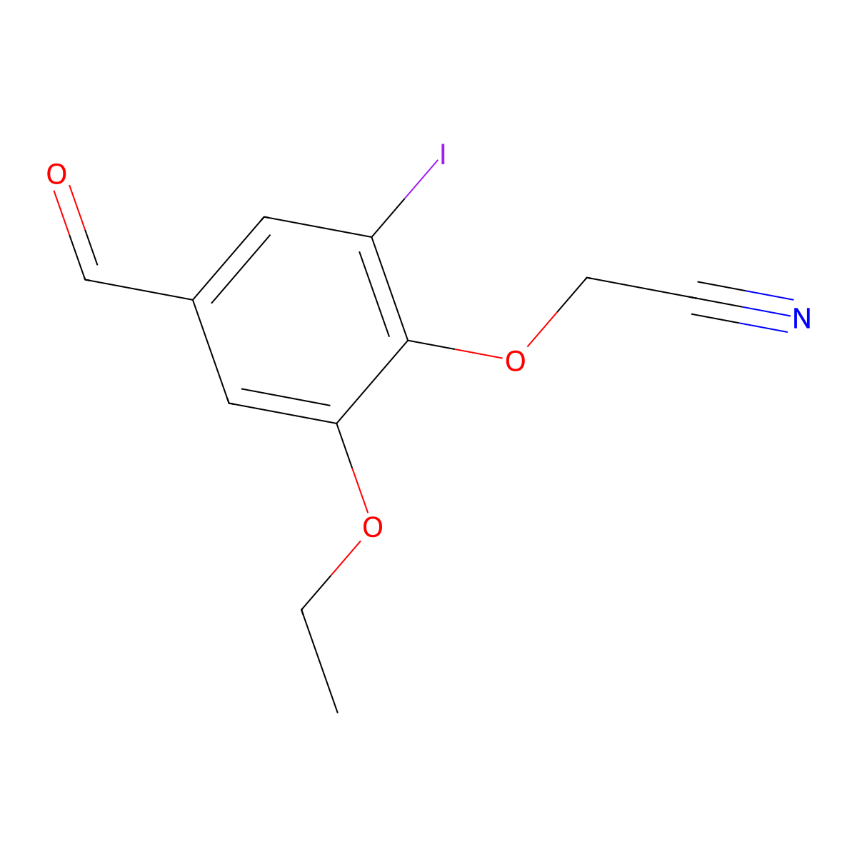 2-(2-Ethoxy-4-formyl-6-iodophenoxy)acetonitrile molecular structure, CAS 832674-28-9