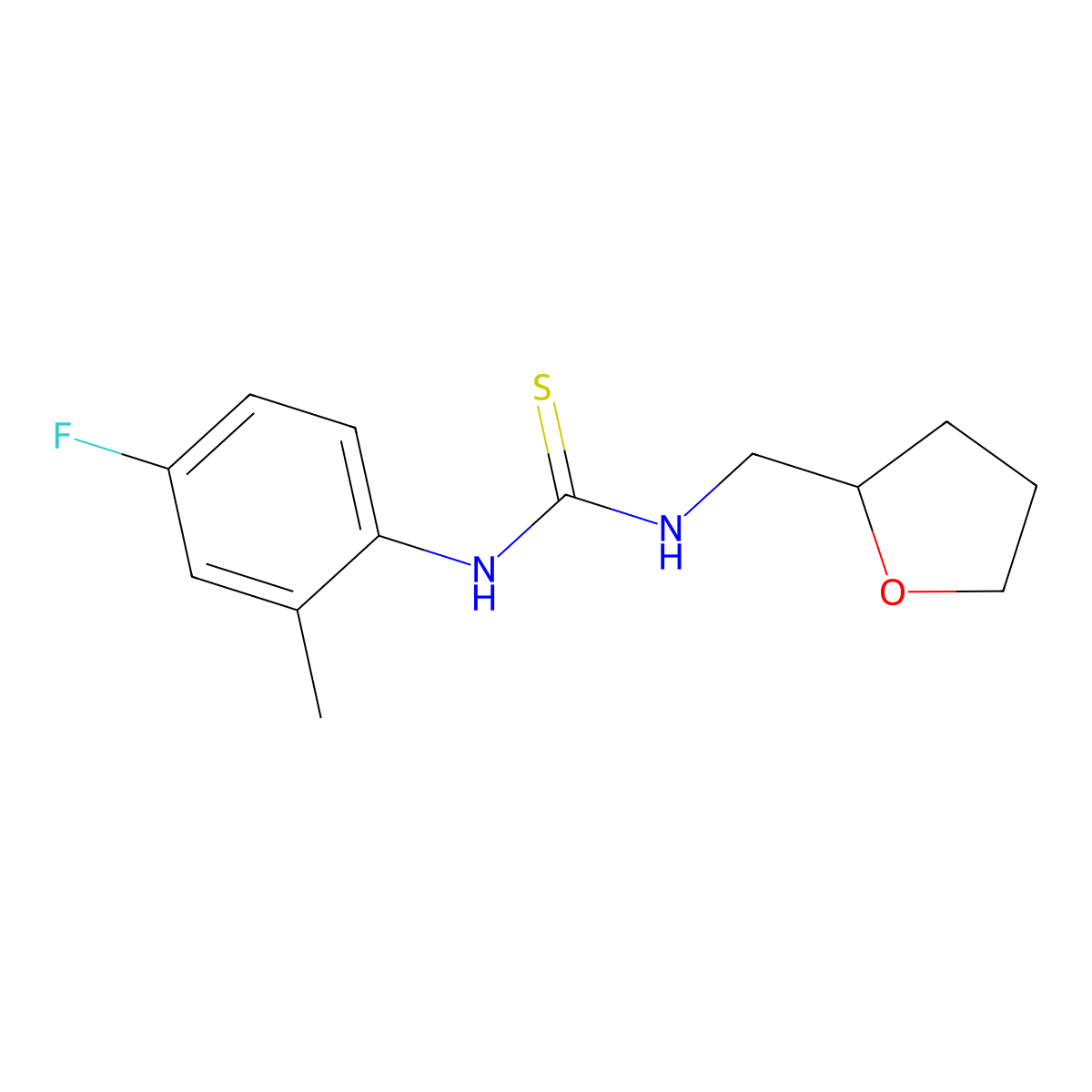 1-(4-Fluoro-2-methylphenyl)-3-(tetrahydrofuran-2-ylmethyl)thiourea molecular structure, CAS 832674-29-0