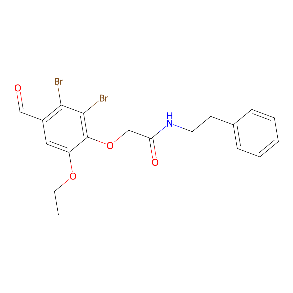 2-(2,3-dibromo-6-ethoxy-4-formylphenoxy)-N-(2-phenylethyl)acetamide molecular structure, CAS 832674-35-8