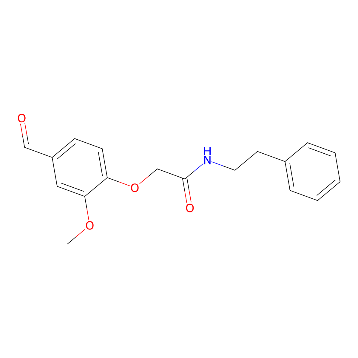 2-(4-formyl-2-methoxyphenoxy)-N-(2-phenylethyl)acetamide molecular structure, CAS 832674-36-9
