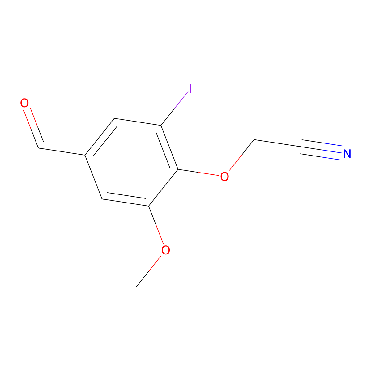 2-(4-Formyl-2-iodo-6-methoxyphenoxy)acetonitrile molecular structure, CAS 832674-41-6