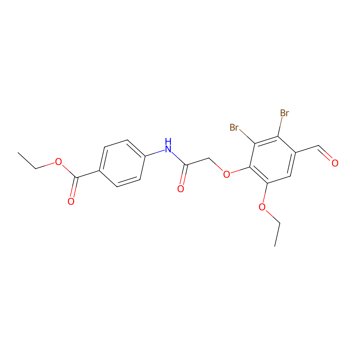 Ethyl 4-{[(2,3-dibromo-6-ethoxy-4-formylphenoxy)acetyl]amino}benzoate molecular structure, CAS 832674-45-0
