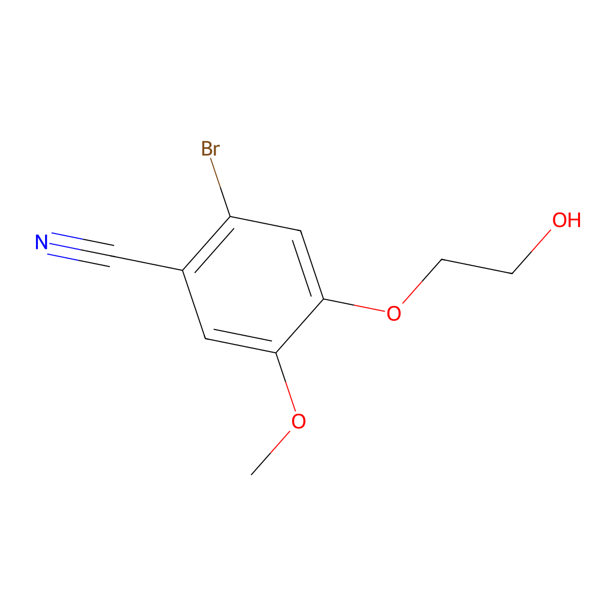 2-Bromo-4-(2-hydroxyethoxy)-5-methoxybenzonitrile molecular structure, CAS 832674-46-1