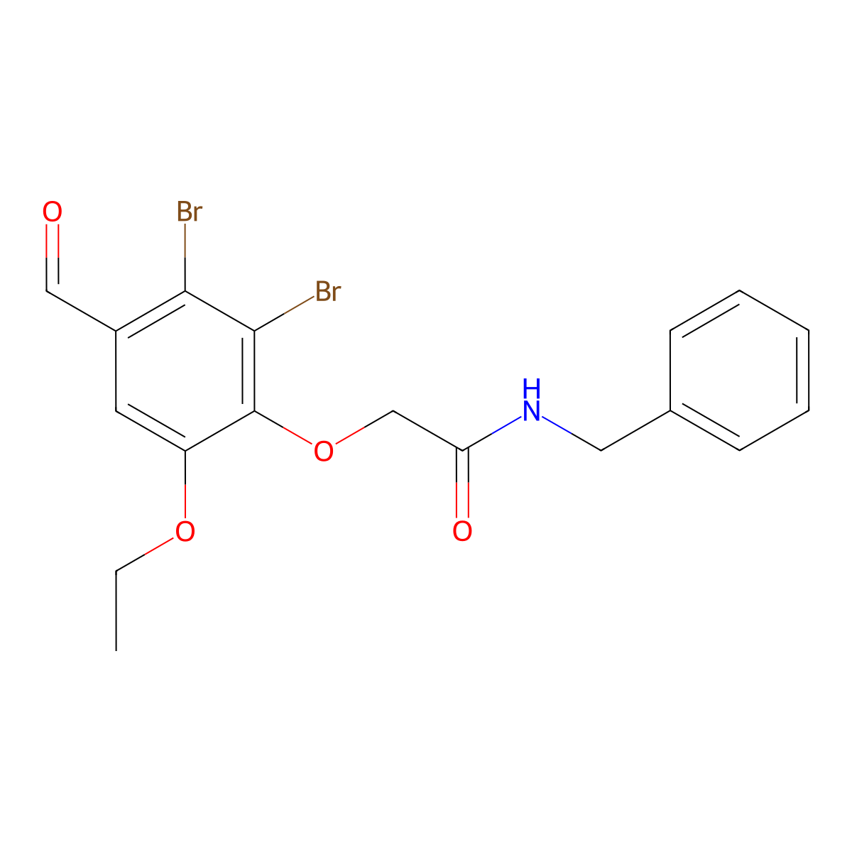 N-benzyl-2-(2,3-dibromo-6-ethoxy-4-formylphenoxy)acetamide molecular structure, CAS 832674-47-2