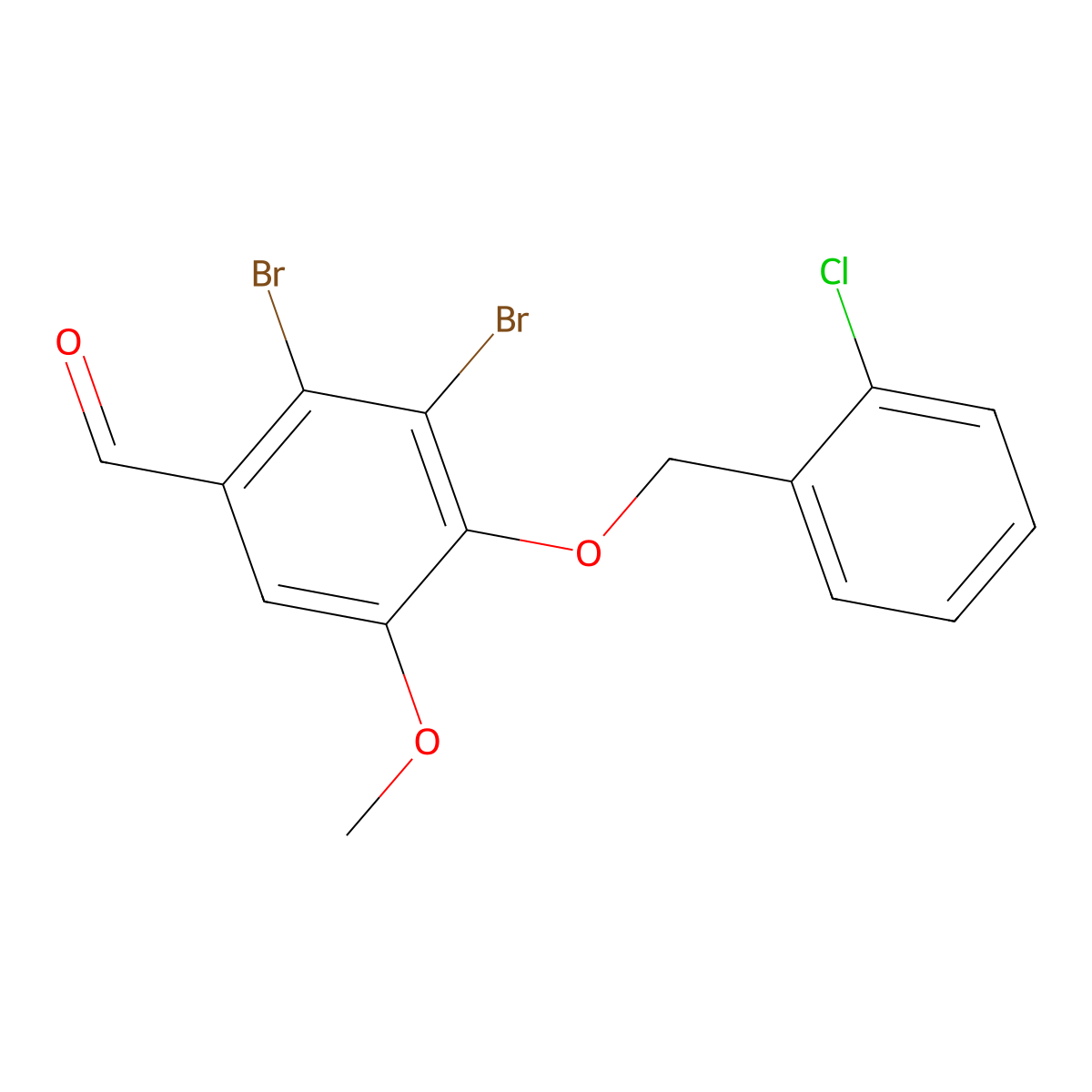 2,3-Dibromo-4-[(2-chlorophenyl)methoxy]-5-methoxybenzaldehyde molecular structure, CAS 832674-48-3
