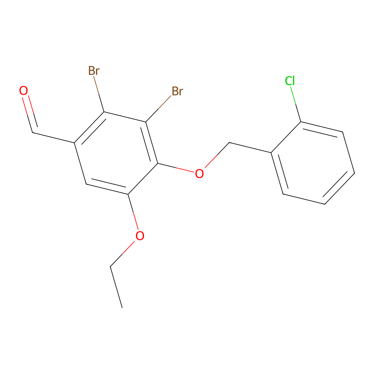 2,3-Dibromo-4-[(2-chlorobenzyl)oxy]-5-ethoxybenzaldehyde molecular structure, CAS 832674-51-8
