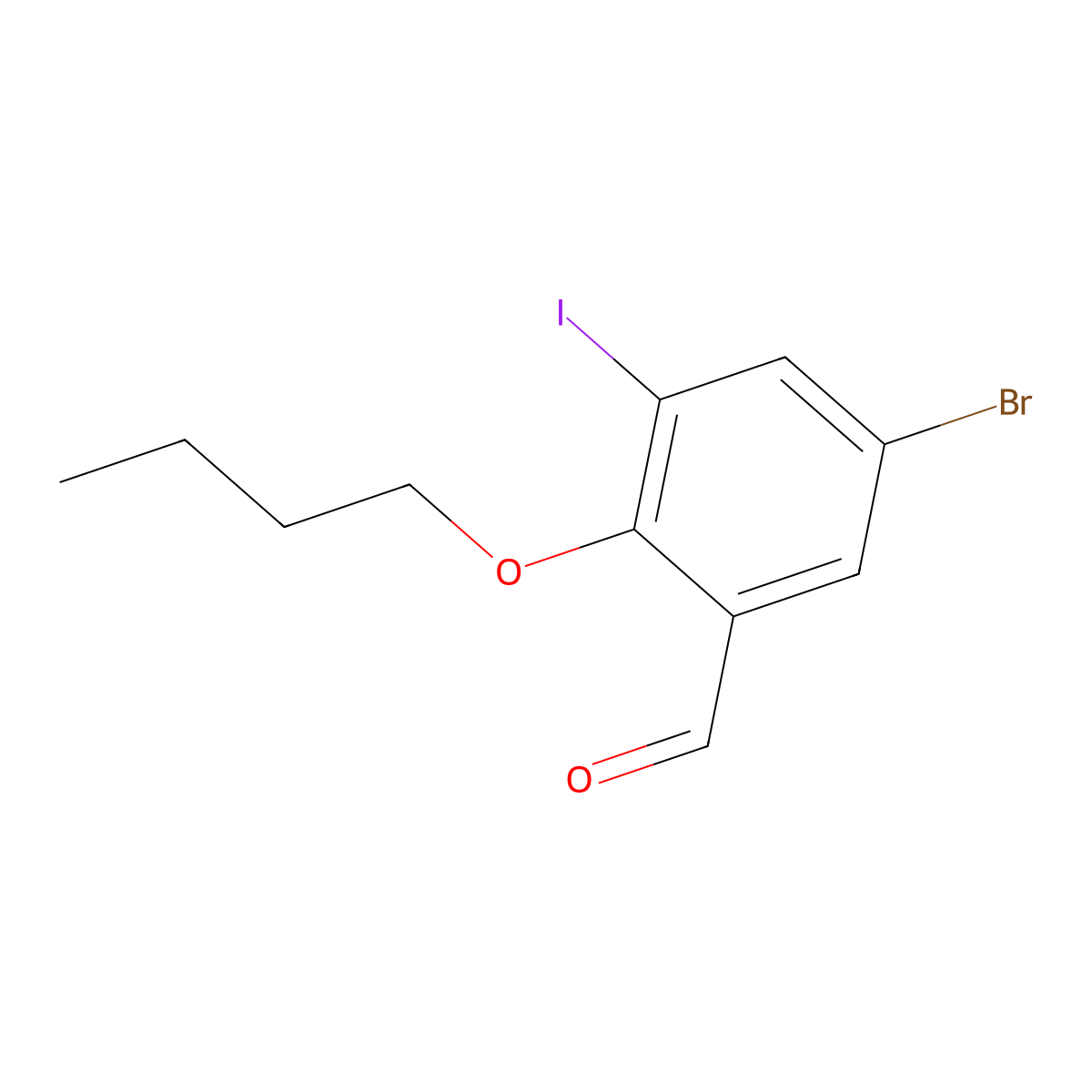 5-Bromo-2-butoxy-3-iodobenzaldehyde molecular structure, CAS 832674-52-9