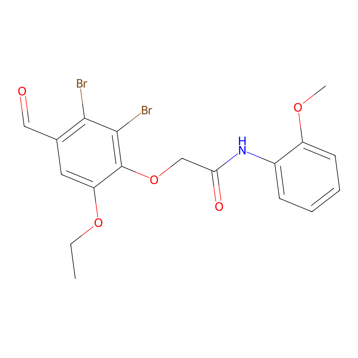 2-(2,3-dibromo-6-ethoxy-4-formylphenoxy)-N-(2-methoxyphenyl)acetamide molecular structure, CAS 832674-56-3