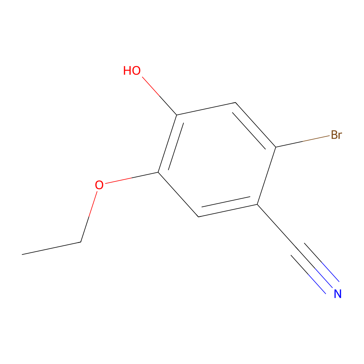 2-Bromo-5-ethoxy-4-hydroxybenzonitrile molecular structure, CAS 832674-70-1