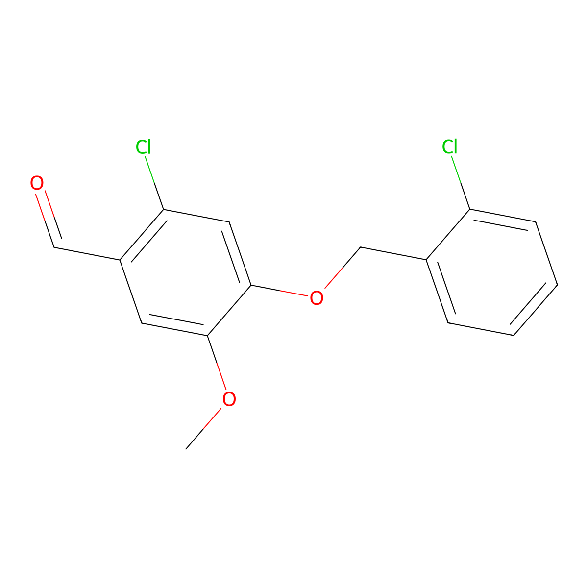2-Chloro-4-[(2-chlorobenzyl)oxy]-5-methoxybenzaldehyde molecular structure, CAS 832677-57-3