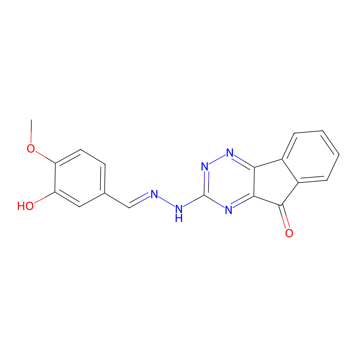 3-Hydroxy-4-methoxybenzaldehyde 2-(5-oxo-5H-indeno[2,1-e]-1,2,4-triazin-3-yl)hydrazone molecular structure, CAS 832677-58-4