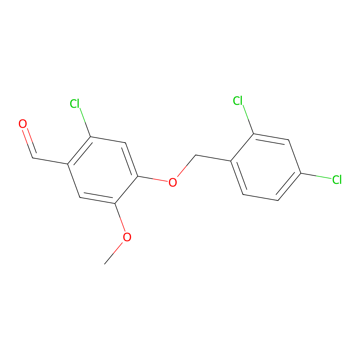2-Chloro-4-[(2,4-dichlorobenzyl)oxy]-5-methoxybenzaldehyde molecular structure, CAS 832677-96-0