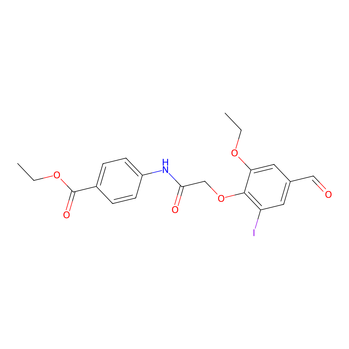 Ethyl 4-{[(2-ethoxy-4-formyl-6-iodophenoxy)acetyl]amino}benzoate molecular structure, CAS 832677-97-1
