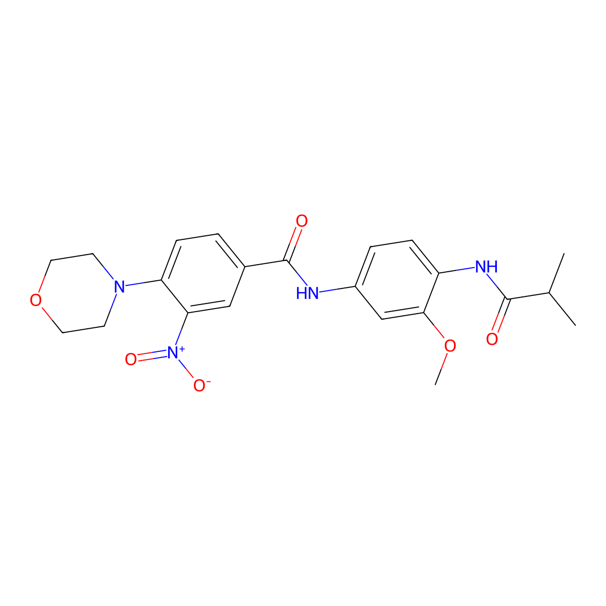 N-[3-methoxy-4-(2-methylpropanoylamino)phenyl]-4-morpholin-4-yl-3-nitrobenzamide molecular structure, CAS 832678-40-7