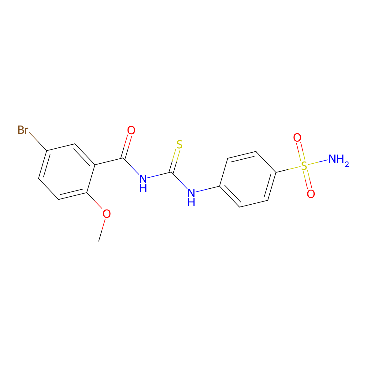 5-bromo-2-methoxy-N-[(4-sulfamoylphenyl)carbamothioyl]benzamide molecular structure, CAS 832678-49-6