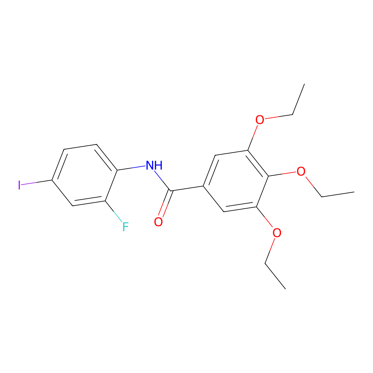 3,4,5-triethoxy-N-(2-fluoro-4-iodophenyl)benzamide molecular structure, CAS 832678-57-6