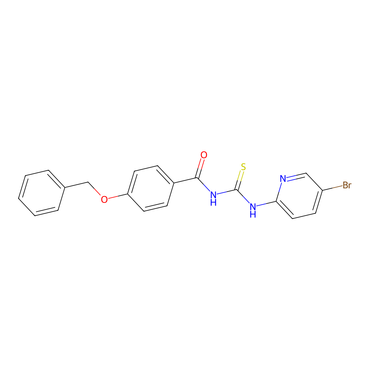 N-[(5-bromopyridin-2-yl)carbamothioyl]-4-phenylmethoxybenzamide molecular structure, CAS 832678-78-1
