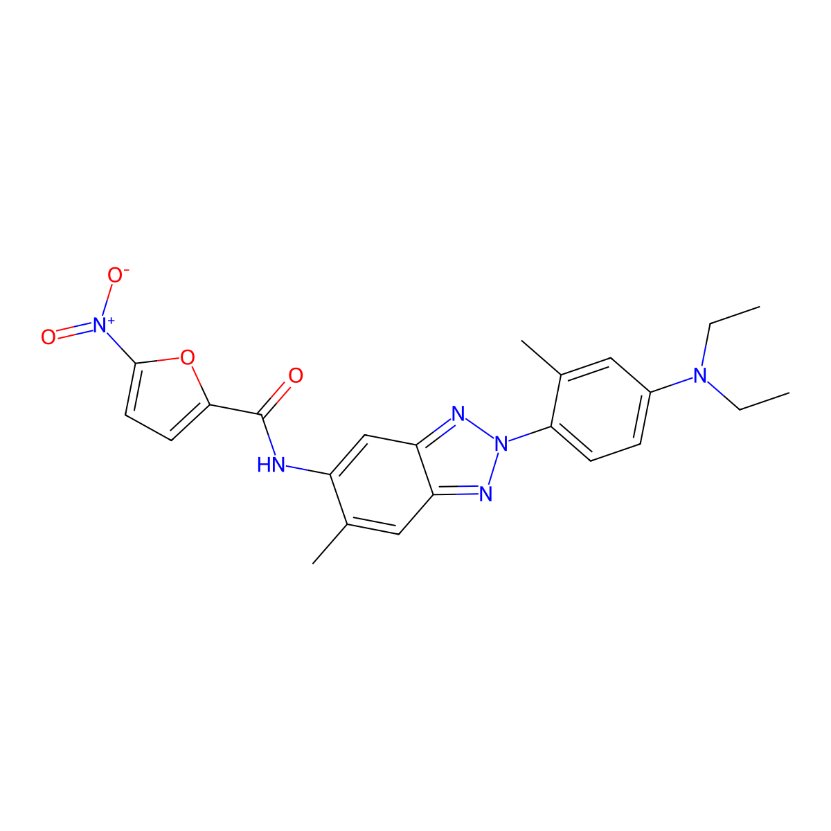 N-[2-[4-(diethylamino)-2-methylphenyl]-6-methylbenzotriazol-5-yl]-5-nitrofuran-2-carboxamide molecular structure, CAS 832679-00-2