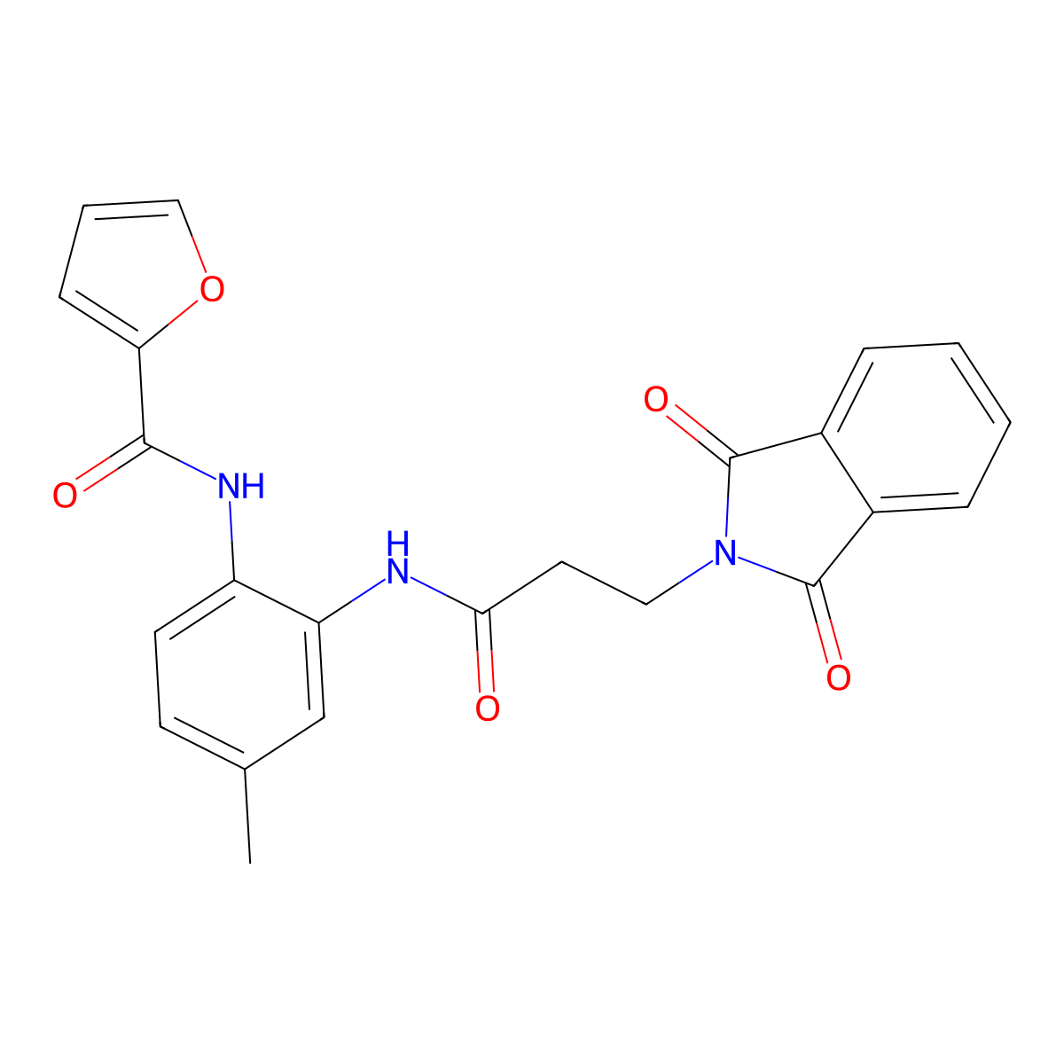 N-[2-[3-(1,3-dioxoisoindol-2-yl)propanoylamino]-4-methylphenyl]furan-2-carboxamide molecular structure, CAS 832679-32-0