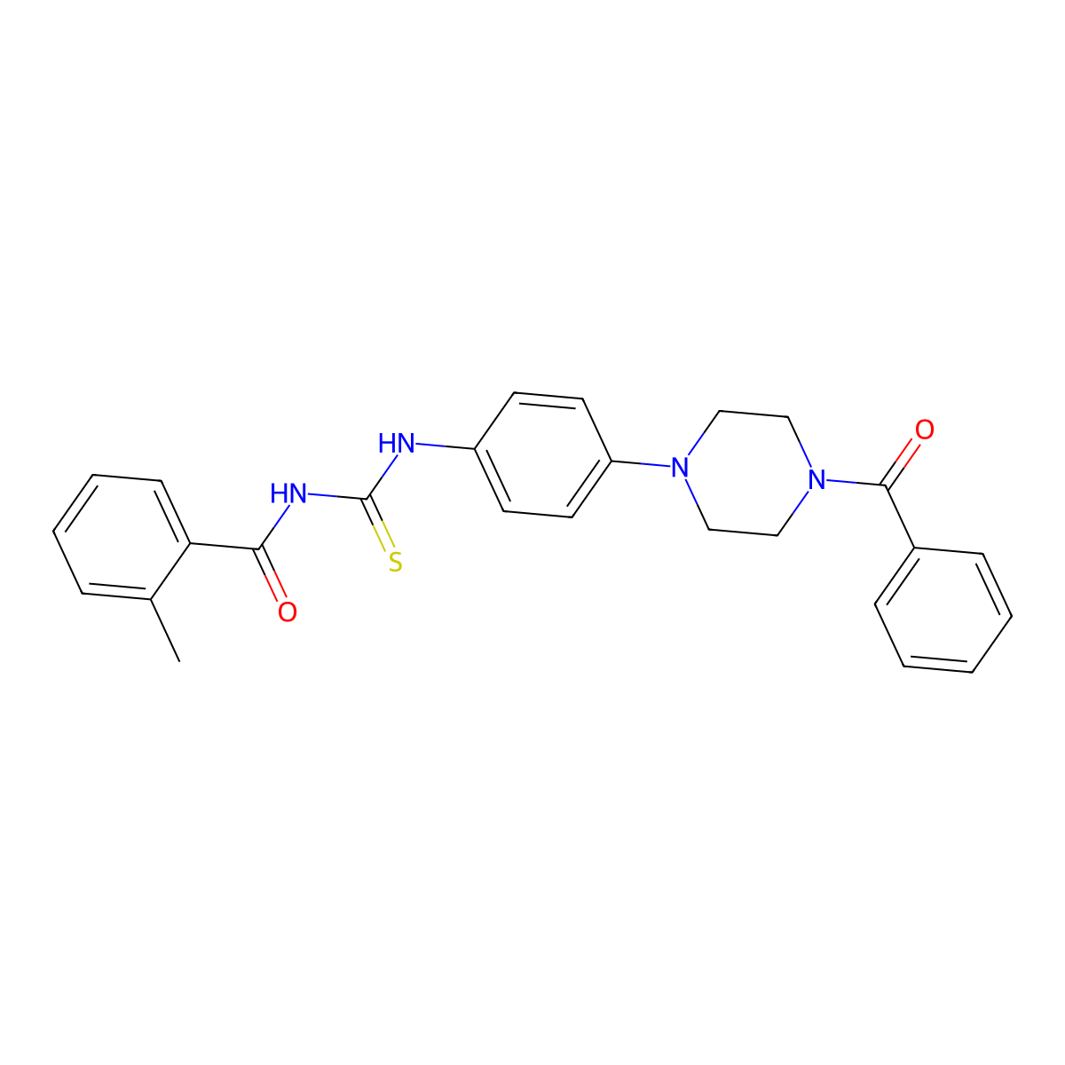 N-[[4-(4-benzoylpiperazin-1-yl)phenyl]carbamothioyl]-2-methylbenzamide molecular structure, CAS 832679-38-6