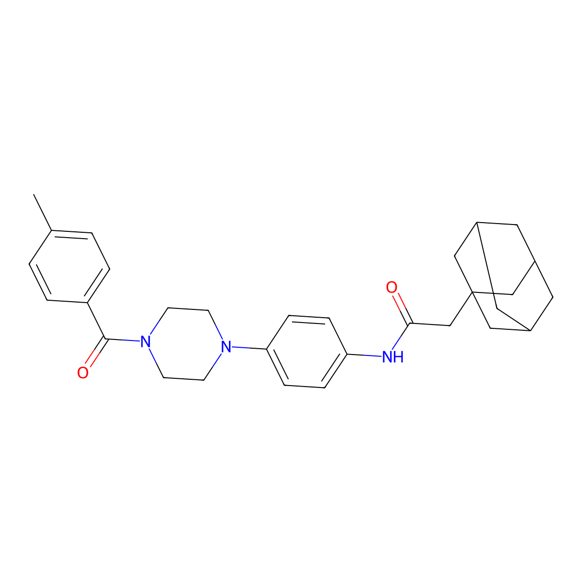 2-(1-adamantyl)-N-[4-[4-(4-methylbenzoyl)piperazin-1-yl]phenyl]acetamide molecular structure, CAS 832679-68-2