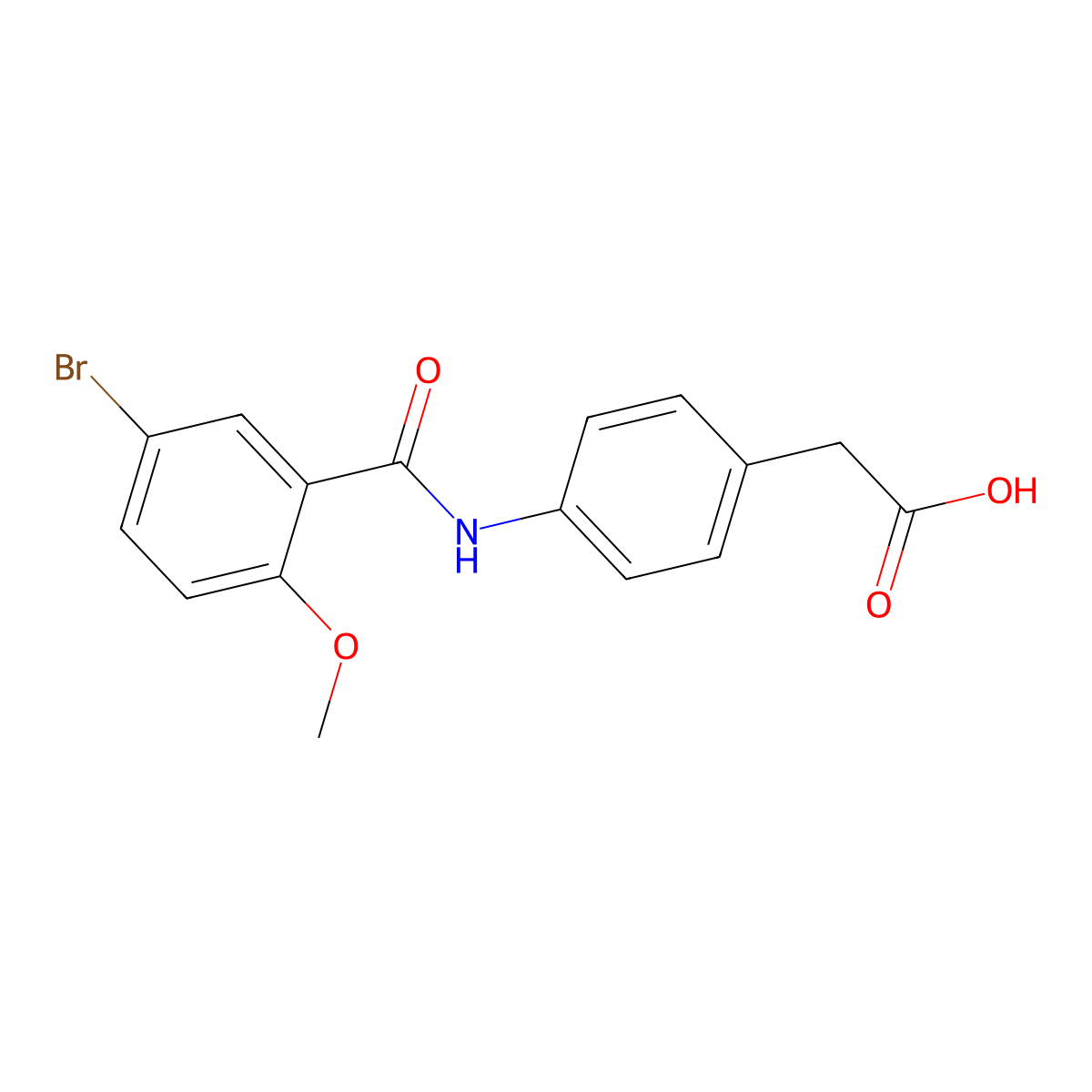 (4-{[(5-Bromo-2-methoxyphenyl)carbonyl]amino}phenyl)acetic acid molecular structure, CAS 832679-89-7