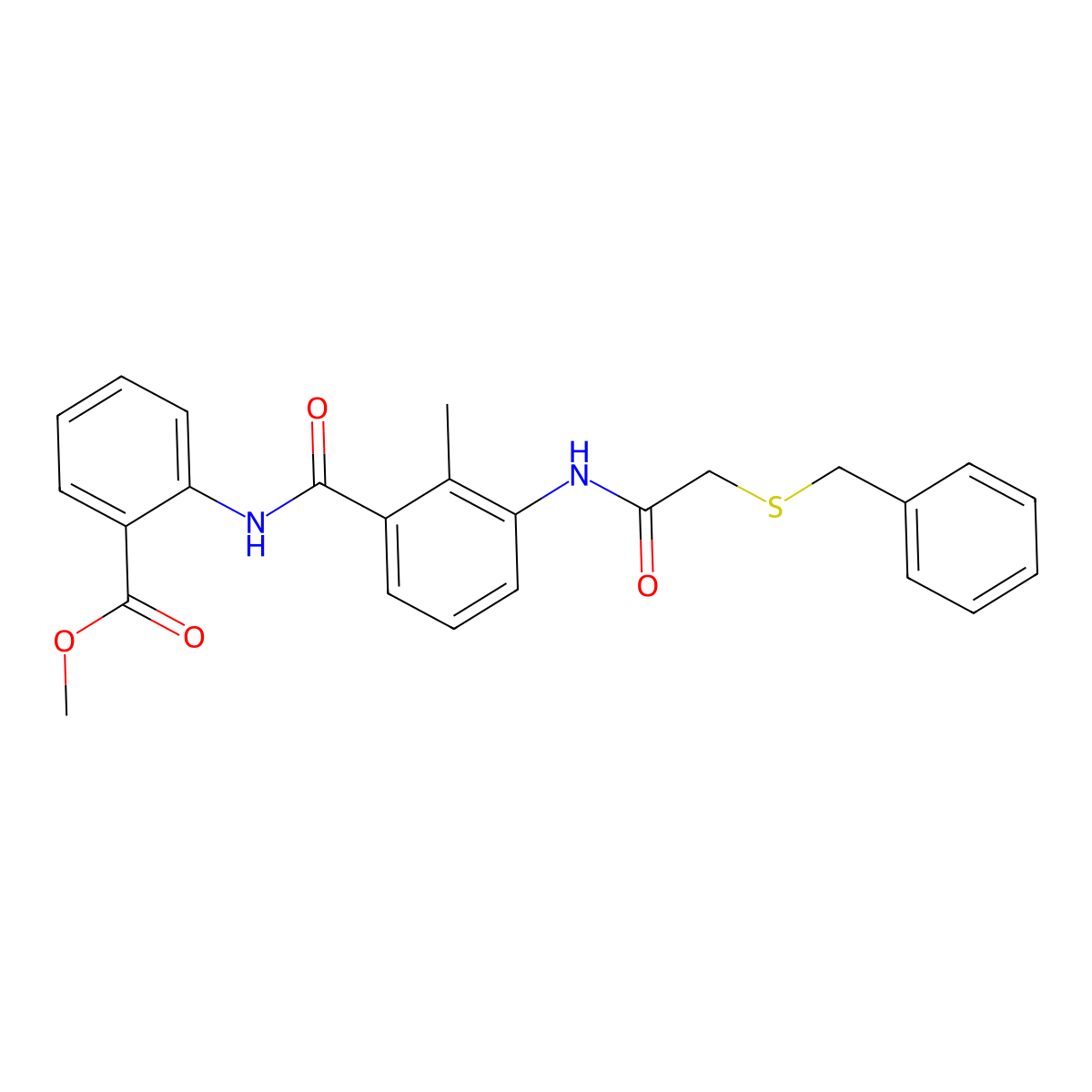 Methyl 2-[(3-{[(benzylthio)acetyl]amino}-2-methylbenzoyl)amino]benzoate molecular structure, CAS 832679-92-2