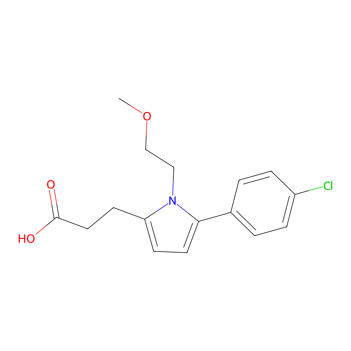 3-[5-(4-chlorophenyl)-1-(2-methoxyethyl)-1H-pyrrol-2-yl]propanoic acid molecular structure, CAS 832680-04-3